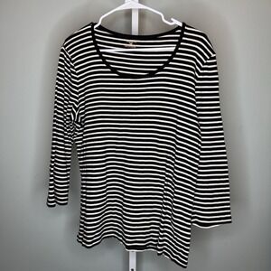 Jones New York Women's Long Sleeve Shirt Stripe Size XL 100%‎ Cotton